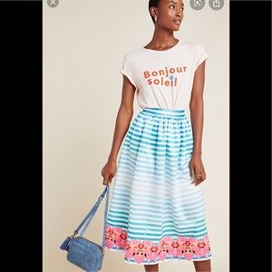 Anthropologie Seraphina Striped Midi Skirt